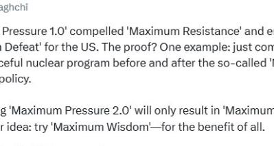 FM Araghchi: Attempting Maximum Pressure 2.0 will only result in Maximum Defeat 2.0